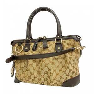 Gucci GG Canvas Sukey Handbag 247902 Brown Champagne 2-Way Bag for Women